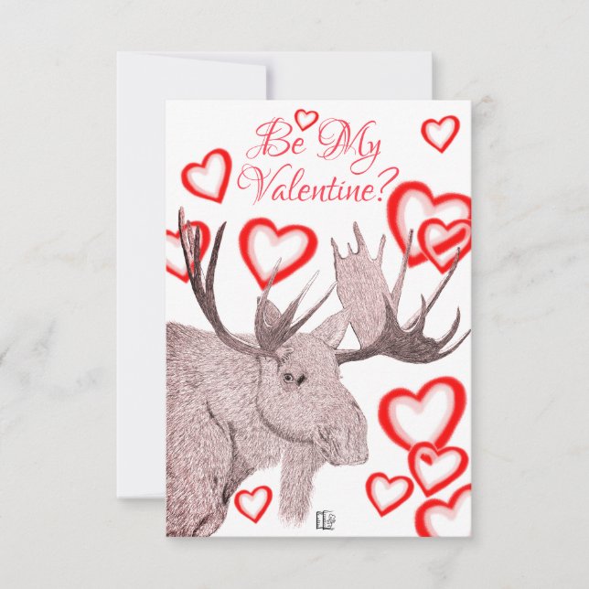 Simple Colourful Moose Text Valentine's Day Card (Front)