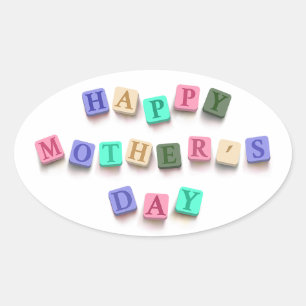 Simple Colourful Mother's Day Tiles Sticker Seal
