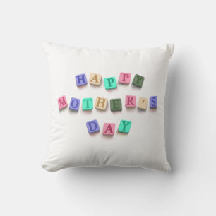 Simple Colourful Mother's Day Tiles   Throw Pillow