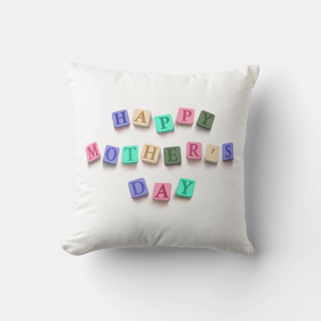 Simple Colourful Mother's Day Tiles | Throw Pillow (Front)