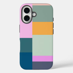 Simple Colourful Patchwork Geometric Shapes Design iPhone 16 Case