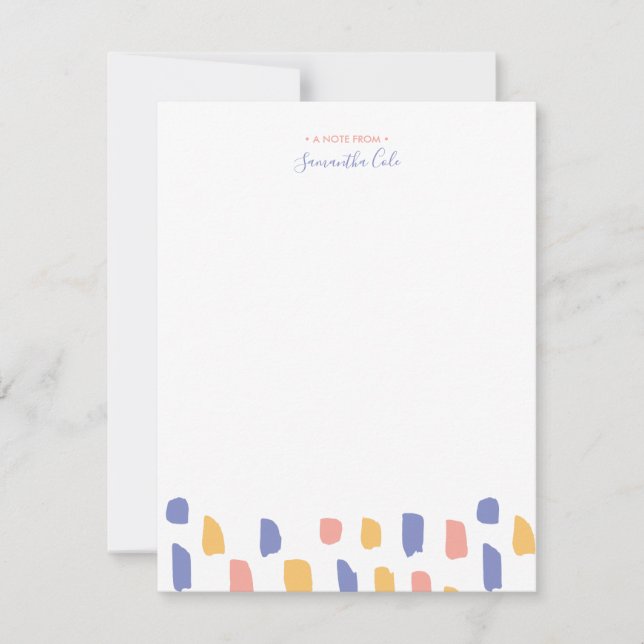 Simple Colourful Personalized Stationery Note Card (Front)