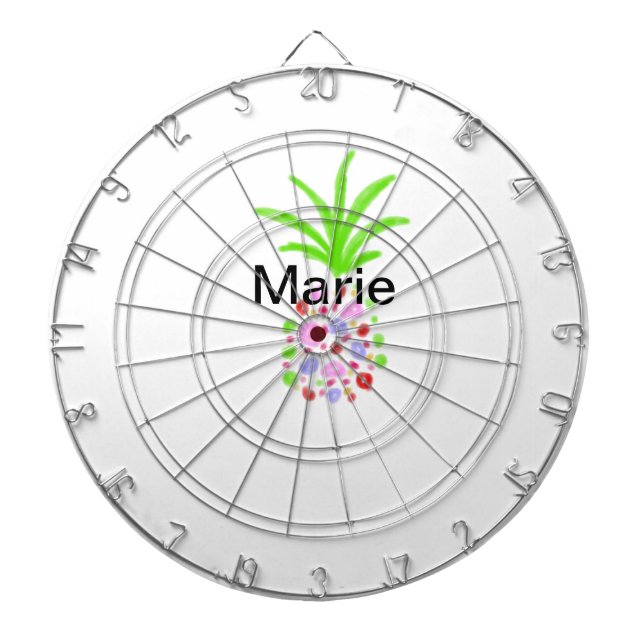 Simple colourful pineapple add name minimal custom dartboard (Front)