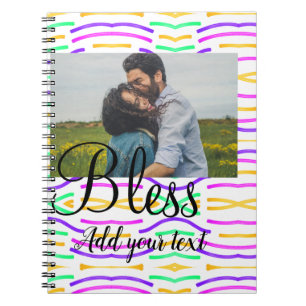 Simple colourful rainbow add your name photo notebook