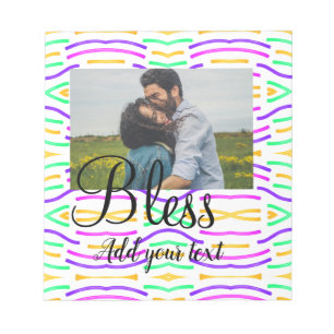 Simple colourful rainbow add your name photo notepad