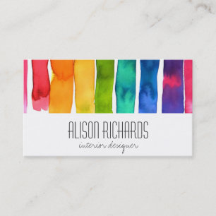 Simple Colourful rainbow stripes interior design Business Card