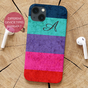Simple Colourful Stripes pattern Texture Monogram iPhone 13 Case