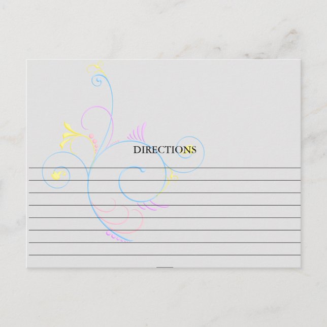 Simple Colourful Swirly Swirl Recipe Cards (Front)