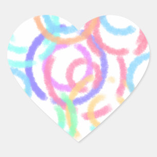 Simple colourful watercolor circle handmade heart sticker