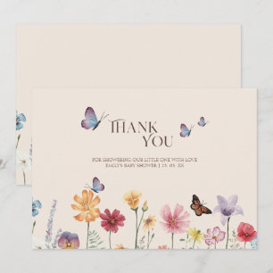 Simple Colourful Wildflower Baby Shower Thank You Card