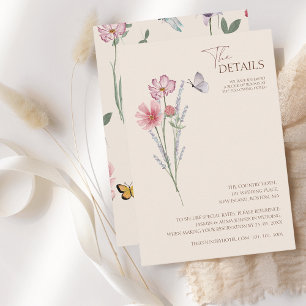 Simple Colourful Wildflower Floral Wedding Details Enclosure Card