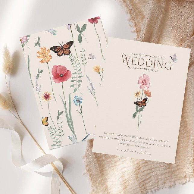 Simple Colourful Wildflower Floral Wedding Invitation (Simple Colorful Wildflower Floral Wedding Invitation)