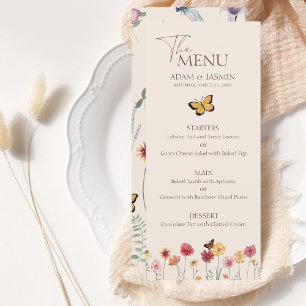 Simple Colourful Wildflower Floral Wedding Menu
