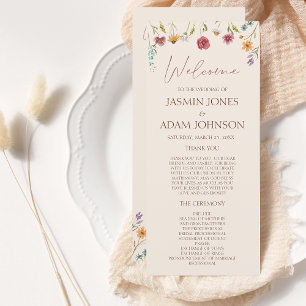 Simple Colourful Wildflower Floral Wedding Program