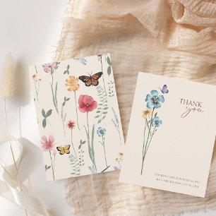 Simple Colourful Wildflower Floral Wedding Thank You Card