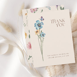 Simple Colourful Wildflower Floral Wedding Thank You Card