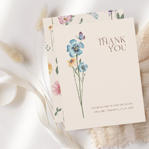 Simple Colourful Wildflower Floral Wedding Thank You Card