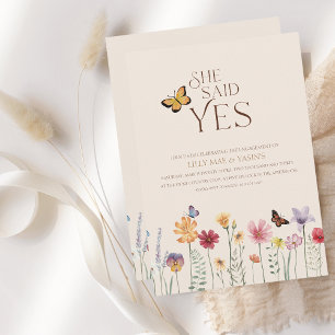 Simple Colourful Wildflower She Said Yes Engagemen Invitation