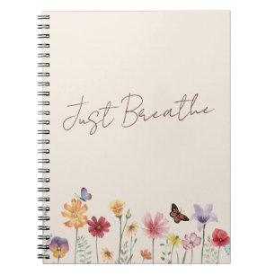 Simple Colourful Wildflowers and Butterflies Yoga Notebook