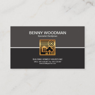 Simple Column Gold Home Scene Handyman Service Business Card