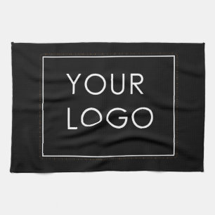 Simple Company Business Logo Branded Script Black Kitchen Towel