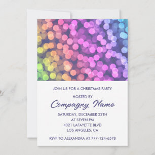Simple Company Christmas Party  Confetti Rainbow Invitation