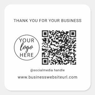 Simple Company Logo and QR Code  Square Sticker