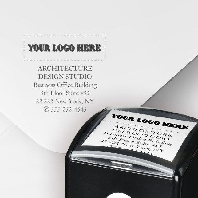 Simple company logo business return address self-inking stamp (Creator Uploaded)