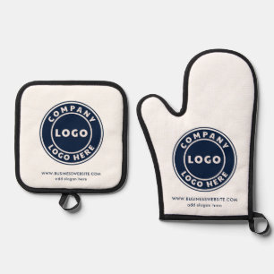 Simple Company Logo Business Website Custom Oven Mitt & Pot Holder Set