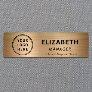 Simple Company Logo Gold Name Tag