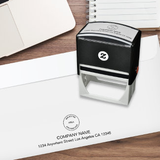 Simple Company Logo Return Name Address Centred S Self-inking Stamp