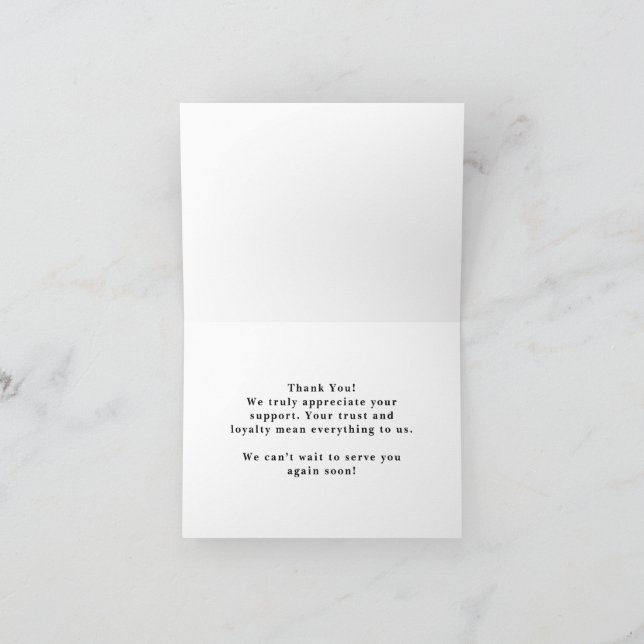 Simple Company Logo Thank You Note Card (Inside)