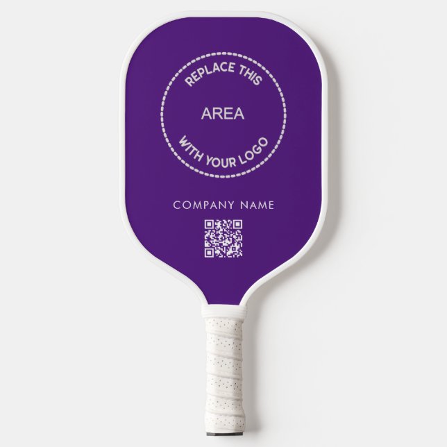 Simple Company Team Logo QR Code Purple Pickleball Paddle (Front)