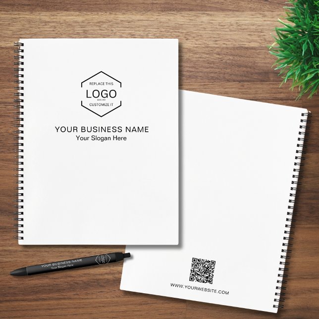 Simple Company Text Logo QR Code Business  Notebook (Creator Uploaded)