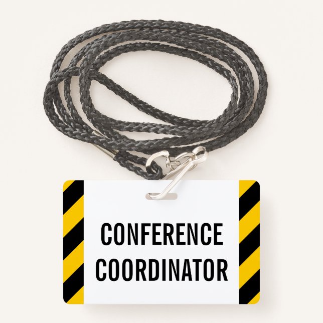 Simple "CONFERENCE COORDINATOR" Badge (Front with Lanyard)