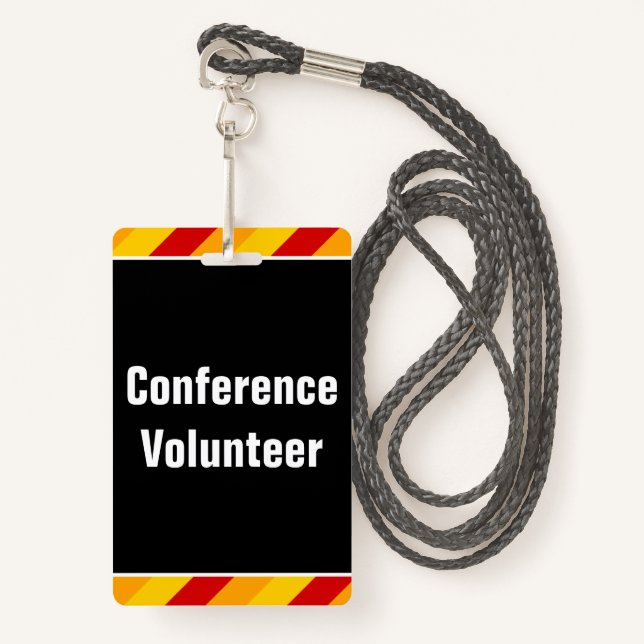 Simple "Conference Volunteer" Badge (Front with Lanyard)