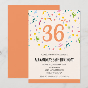 Simple Confetti 36e anniversaire invitations Moder