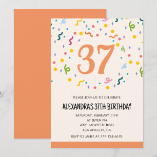 Simple Confetti 37e anniversaire invitations Moder