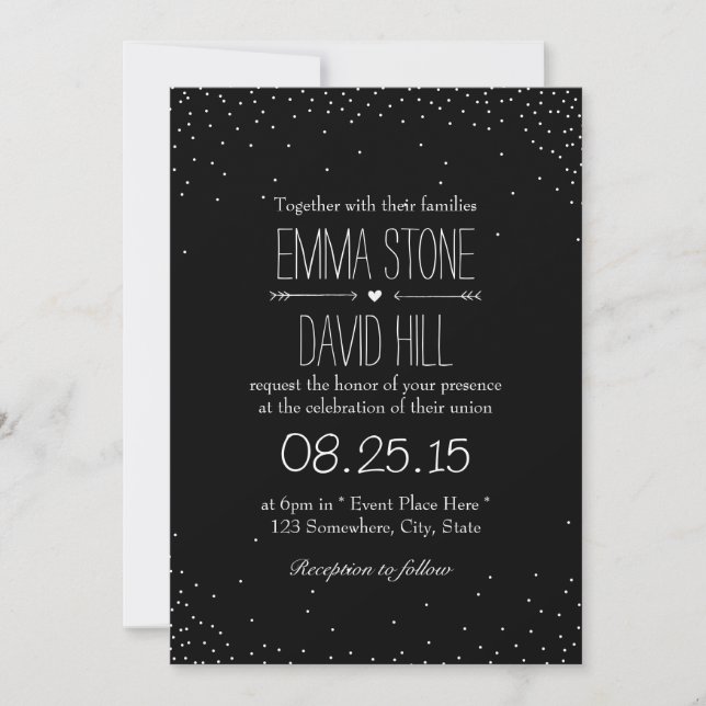 Simple Confetti Dots Mariages Invitations (Devant)