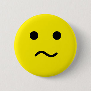 Simple Confused Meh Yellow Face 2 Inch Round Button