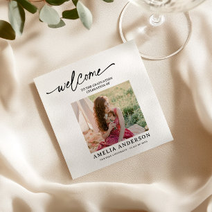  simple Congrats Grad, Photo Graduation Party  Napkin
