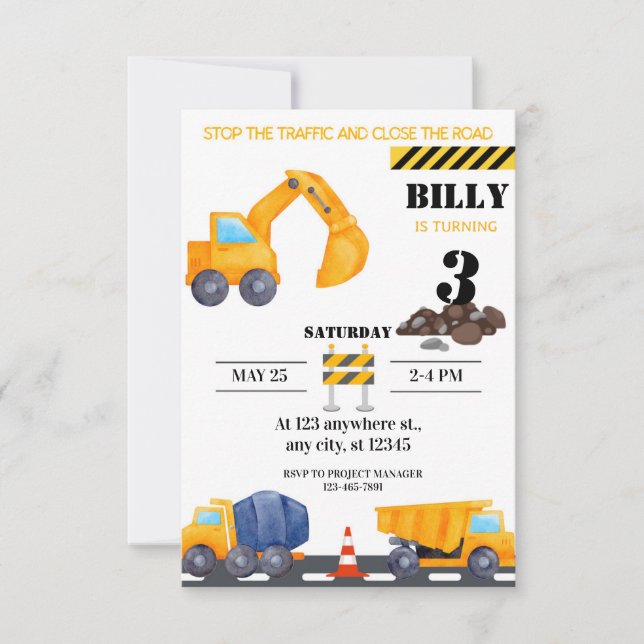 Simple construction moderne Invitation d'anniversa (Devant)