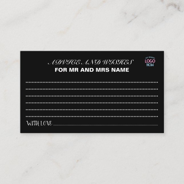 SIMPLE CONTEMPORARY CLEAN BLACK FASHIONABLE CLIENT ADVICE CARD (Front)