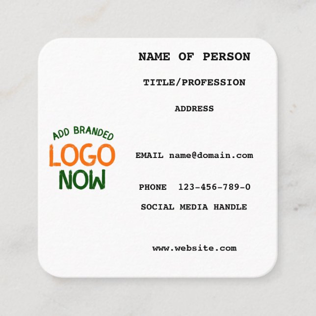 SIMPLE CONTEMPORARY CLEAN WHITE FASHIONABLE CLIENT SQUARE BUSINESS CARD (Front)