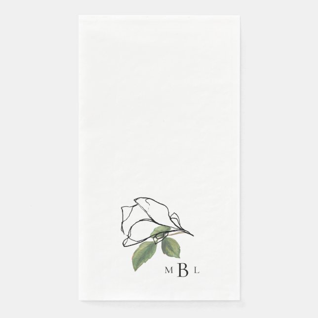 Simple Contemporary Hand-Drawn Stem Monogram Napkin (Front)