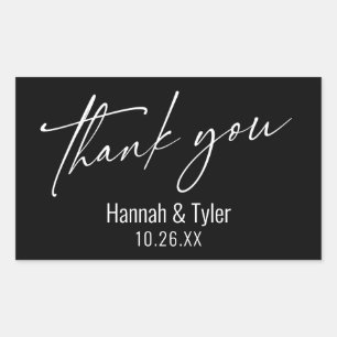Simple Contemporary Handwriting Thank You Black Sticker