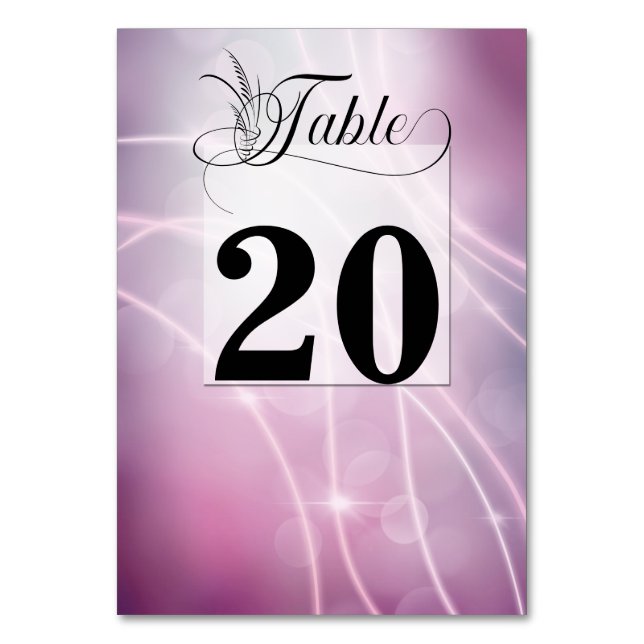 Simple Contemporary Lavender Bokeh  Wedding Table Number (Front)