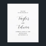 Simple Contemporary Modern Wedding Program<br><div class="desc">Contemporary black and white wedding program featuring a simple and minimalist layout with your names in an elegant calligraphy script and your wedding details below.  The back has your order of ceremony,  wedding party and thank you message.  A modern design that goes with any style of wedding.</div>