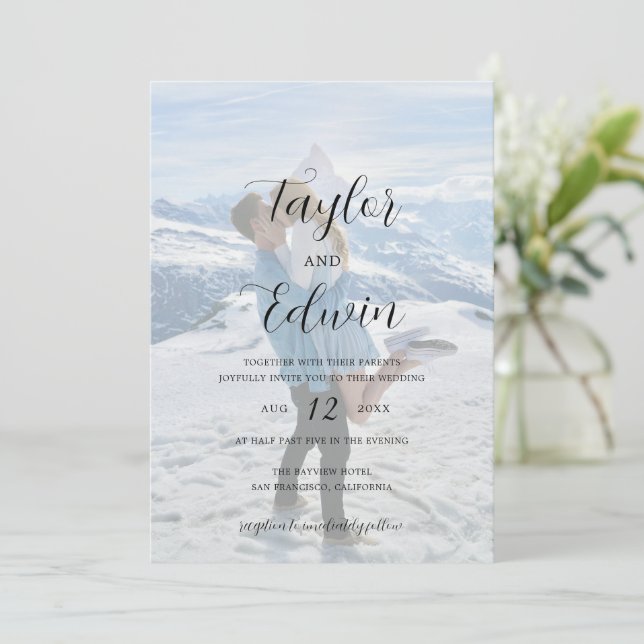 Simple Contemporary Photo Modern Wedding Invitation (Standing Front)