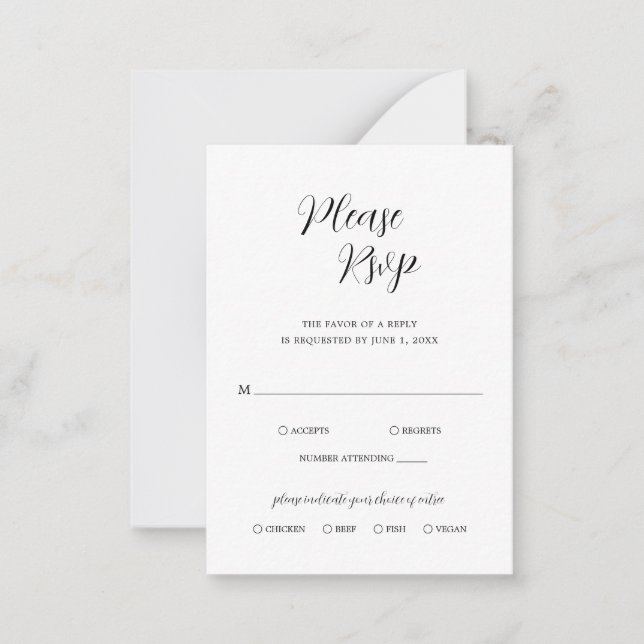 Simple Contemporary Wedding Mini RSVP Card (Front)